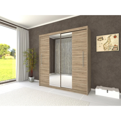 Dressing Deluxe cu oglinda, sonoma,  204 x 218 x 58 cm