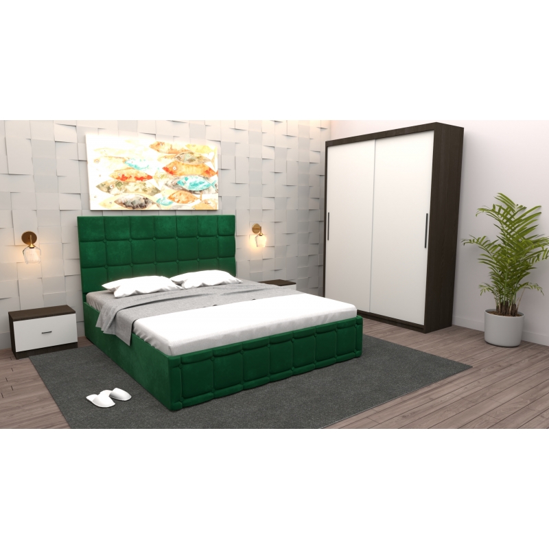 Dormitor Regal cu Pat Tapitat Verde...