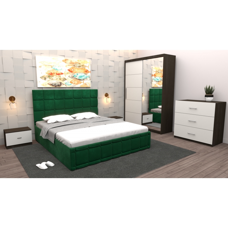 Dormitor Regal cu Pat Tapitat Verde...