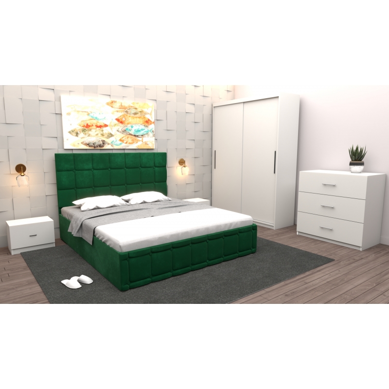 Dormitor Regal cu Pat Tapitat Verde...