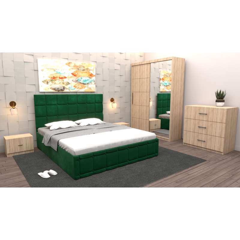 Dormitor Regal cu Pat Tapitat Verde...