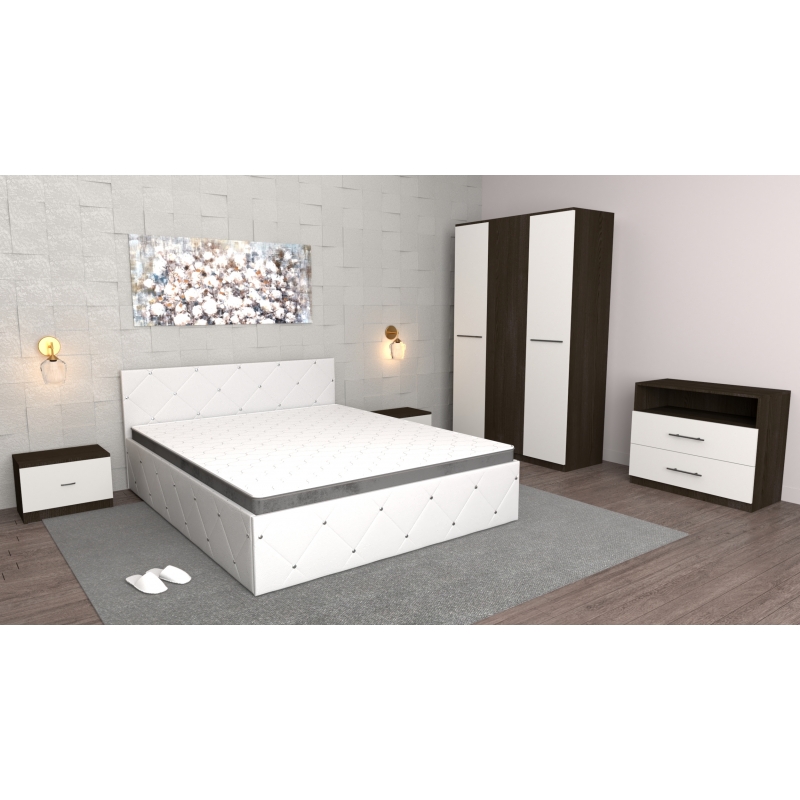Dormitor Milano Alb Wenge cu comoda...