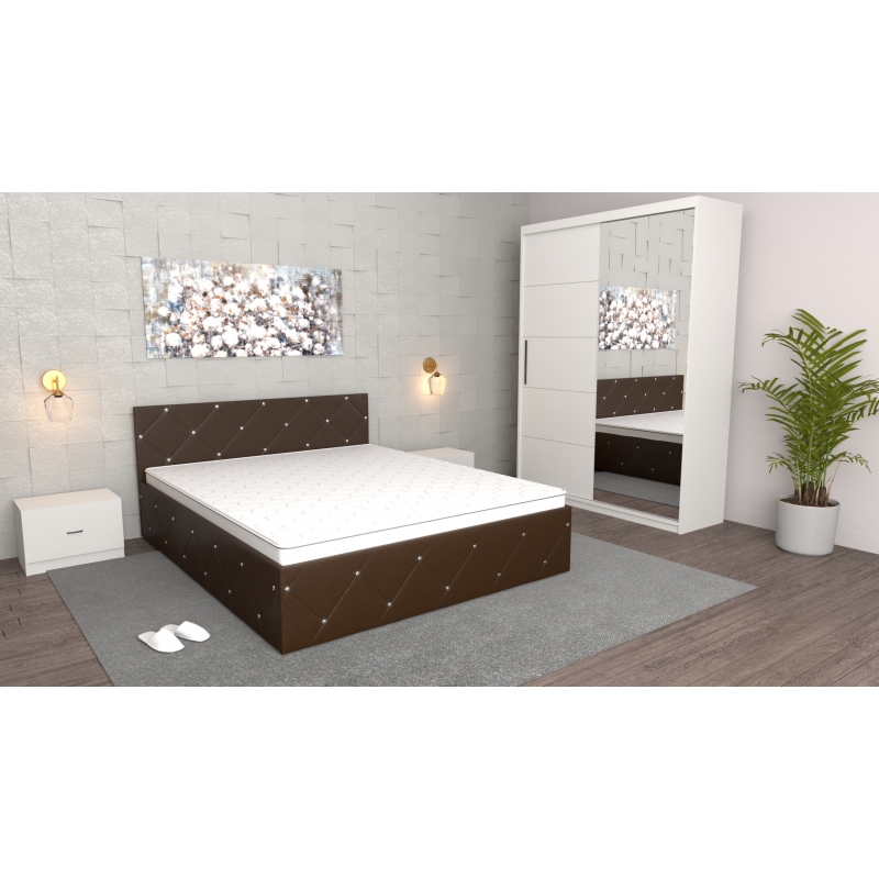 Dormitor Milano Wenge Alb cu Dulap...