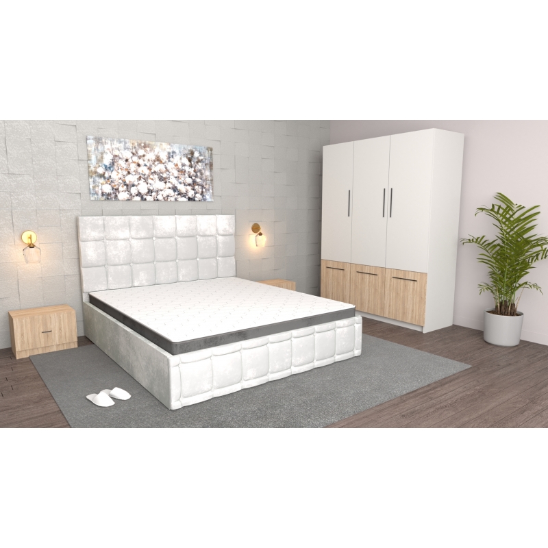 Dormitor Regal Alb Oak Craft cu Dulap...