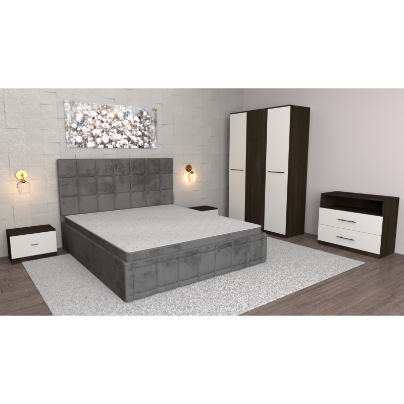 Dormitor Regal Gri Wenge cu Comoda...