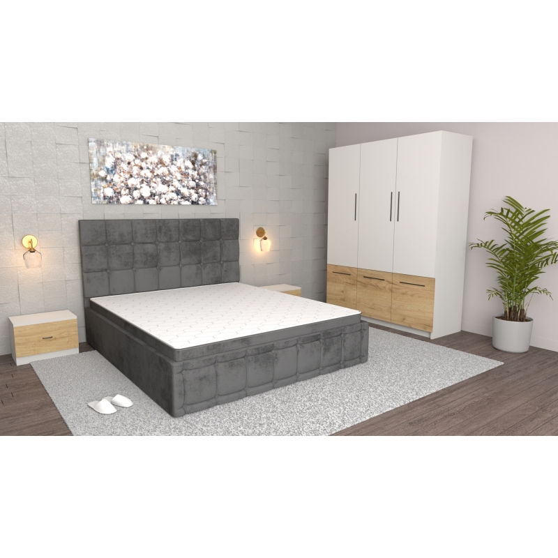 Dormitor Regal Gri Oak Craft cu Dulap...