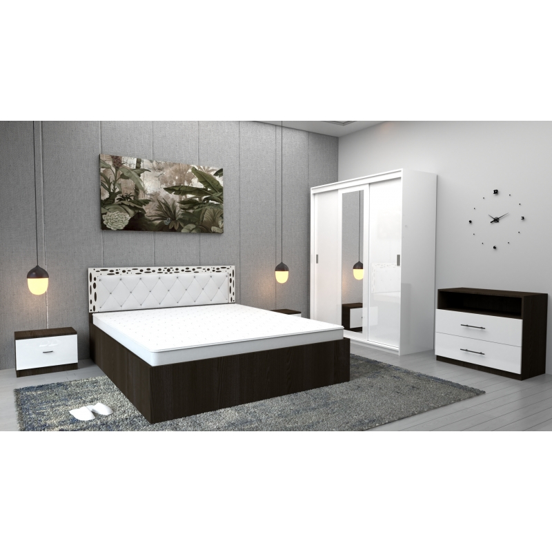 Dormitor Royal Wenge Alb cu comoda Tv...