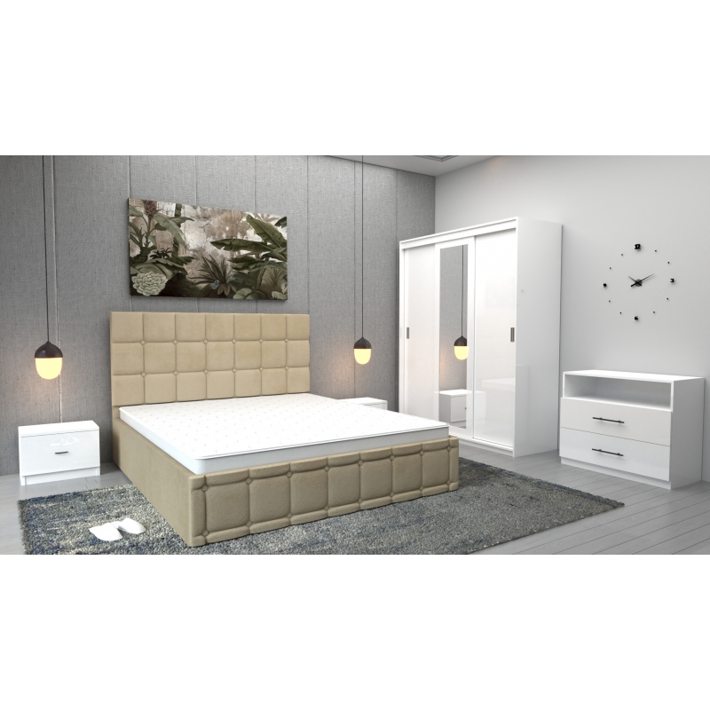 Dormitor Regal Bej Alb cu Dulap Royal...