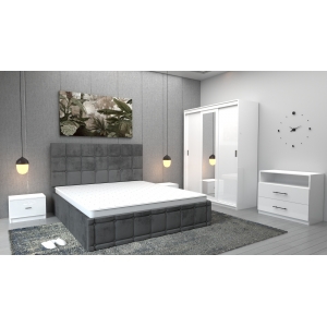 Dormitor Regal Gri Alb cu...