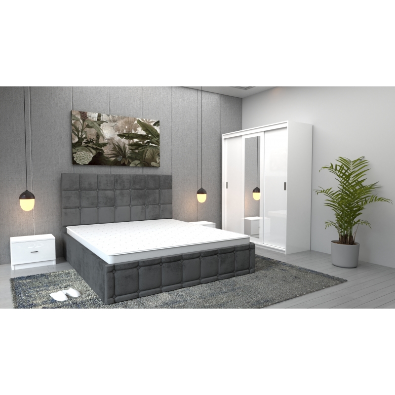 Dormitor Regal Gri Alb cu Dulap Royal...