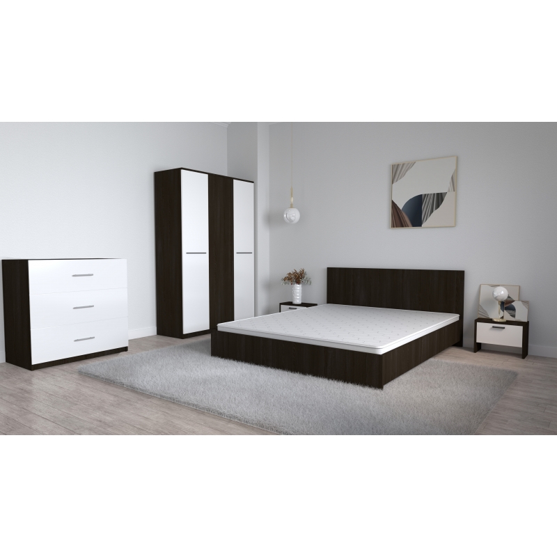 Dormitor Roxana Wenge Alb cu Pat...