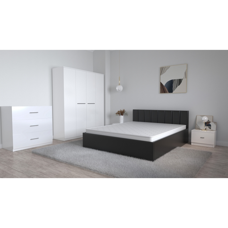 Set Dormitor Oliver Pat tapitat Negru...