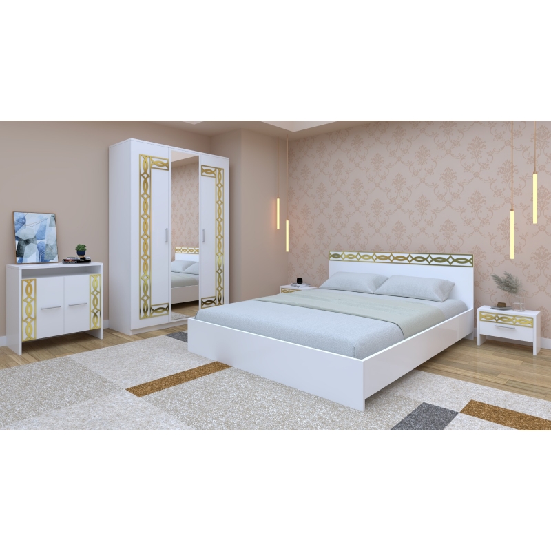 Set Dormitor Star Daria Gold Alb...