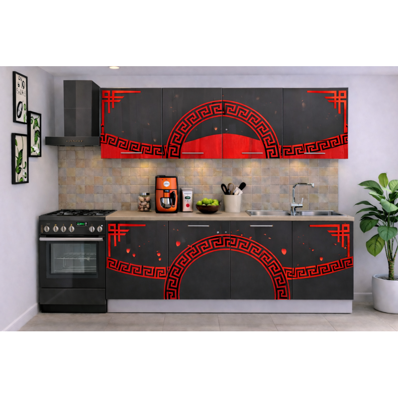 Bucatarie Verona 200 cm Gri Ornament...